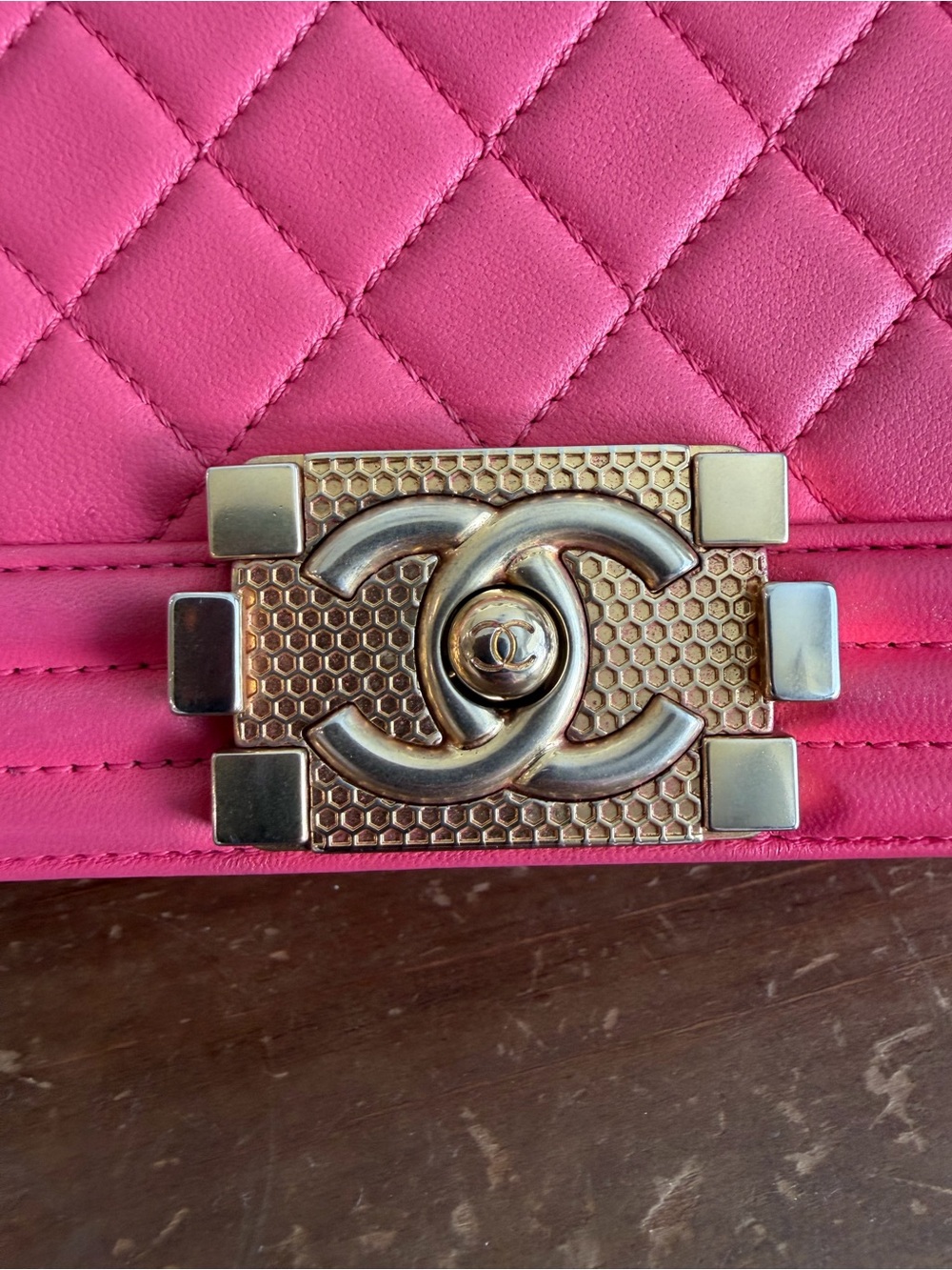 CHANEL Hot Pink Quilted Lambskin Small Boy bag Crossbody with Gold Hardware - Picture 3 of 16